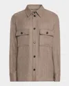 Loro Piana Men's Jim Wool And Linen Herringbone Overshirt