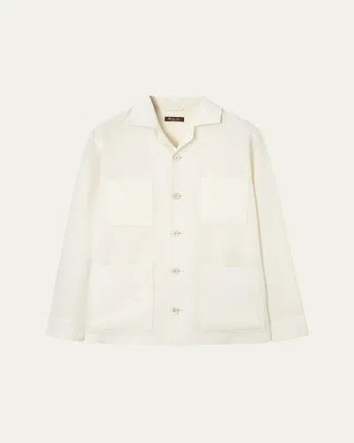 Loro Piana Men's Joele Linen And Silk Overshirt In White