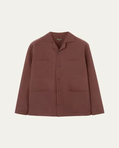 Loro Piana Men's Joele Linen And Silk Overshirt In Brown