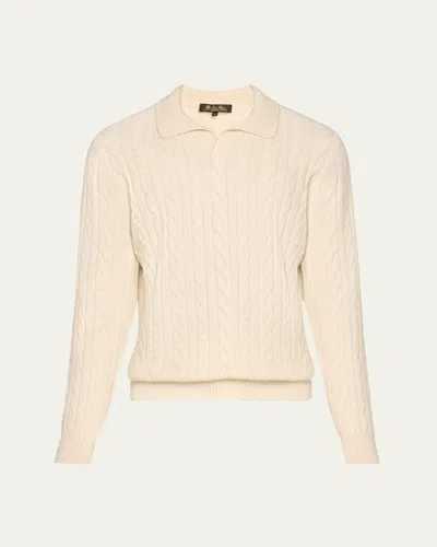 Loro Piana Men's Jubilee Baby Cashmere Polo Sweater In Neutral