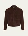 Loro Piana Suede Bomber Jacket In H019 Ebony
