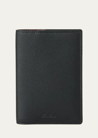 Loro Piana Men's Leather Passport Cover In Black