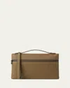 Loro Piana Men's Leather Pouch Bag In 51bd Salty Capers/gun Met