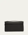Loro Piana Men's Leather Pouch Bag In 804n Black Matte