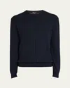 Loro Piana Men's Lenno Cashmere Cable Crewneck Sweater In W000 Blue Navy