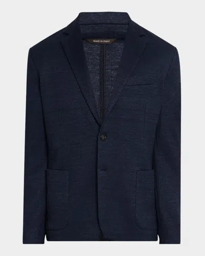 Loro Piana Men's Linen And Wool Pique Single-breasted Sport Coat In Dark Blue Corn