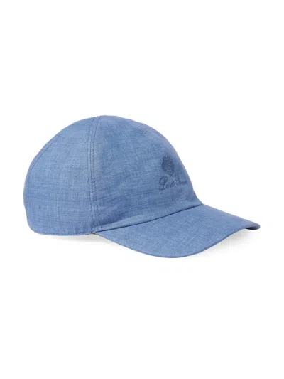 Loro Piana Men's Linen Baseball Cap In Blue