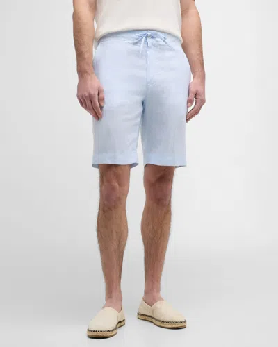 Loro Piana Men's Linen Drawstring Bermuda Shorts In Spring Sky