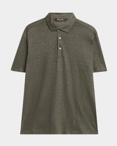 Loro Piana Men's Linen Jersey Dublon Polo Shirt In 516z Sea Oak