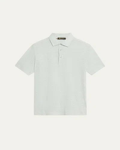 Loro Piana Men's Linen Jersey Dublon Polo Shirt In 60ks Pale Tale