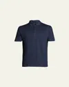 Loro Piana Men's Linen Jersey Dublon Polo Shirt In Dark Blue