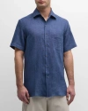Loro Piana Men's Oliver Mc Arizona Linen Sport Shirt In Blue Still Water