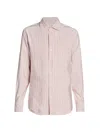 Loro Piana Men's Linen Striped Button-up Shirt In Pink Stripe