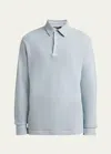 Loro Piana Men's Long-sleeve Pique Polo Shirt In Dewdrop Blue