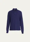 Loro Piana Men's Long-sleeve Pique Polo Shirt In Hf38 Chocolate Fu