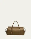 Loro Piana Men's Loom L42 Leather Weekender Bag In 51bd Salty Capers/gun Metal
