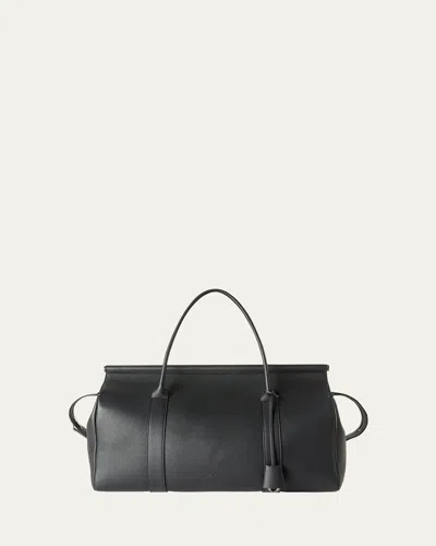 Loro Piana Men's Loom L42 Leather Weekender Bag In Black/gun Metal
