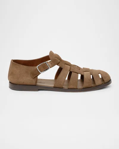 LORO PIANA MEN'S MAXIME WALK SUEDE FISHERMAN SANDALS