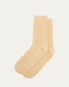 Loro Piana Men's Meina Melange Ribbed Mid-calf Socks In 20gk Gentle Gold Mel