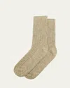 Loro Piana Men's Meina Melange Ribbed Mid-calf Socks In 51bp Mossy Herb Mel