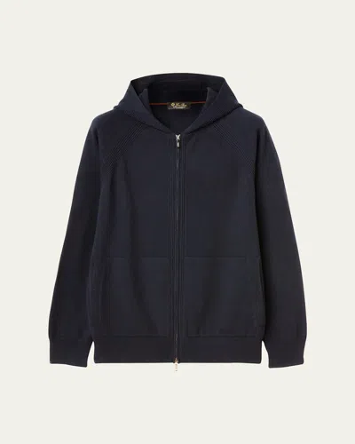 Loro Piana Men's Merano Cashmere Knit Hooded Sweater In Flannel Melange