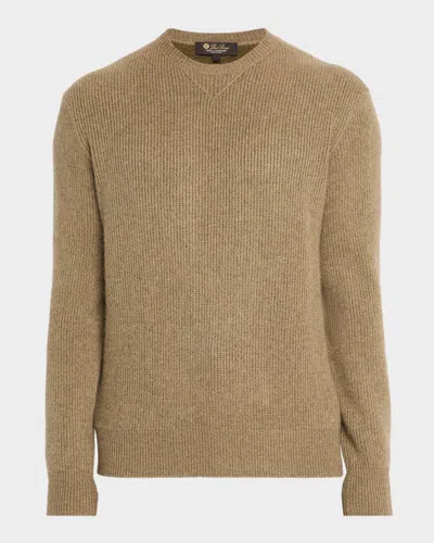 Loro Piana Men's Mersey Baby Cashmere Crewneck Sweater In Brown