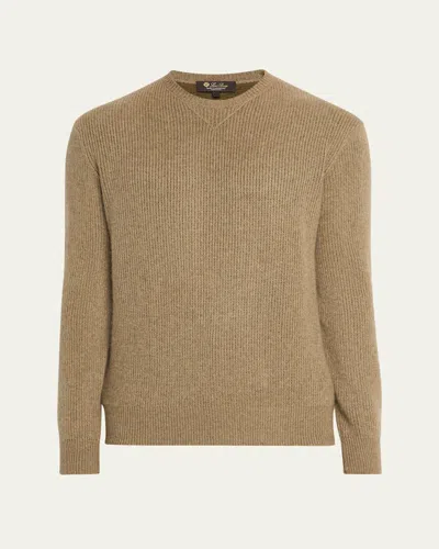 Loro Piana Men's Mersey Baby Cashmere Crewneck Sweater In Brown