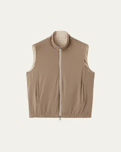 Loro Piana Men's Microfiber/wool Reversible Zip Vest In Neutral