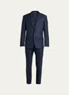 Loro Piana Men's Modern-fit Wool Two-button Suit In Blue Pattern