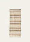 Loro Piana Nakaumi Frayed Striped Silk, Linen And Cotton-blend Scarf In F5tt Tapiocaramme
