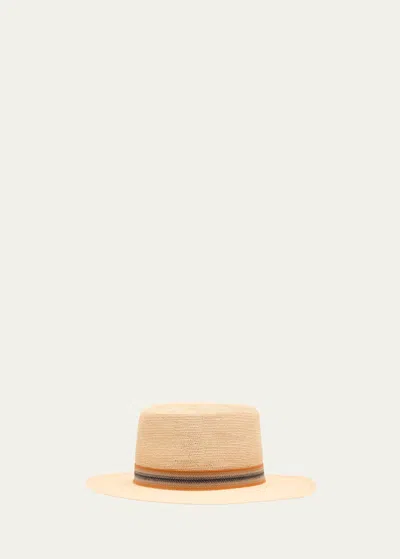 Loro Piana Naoki Webbing-trimmed Straw Hat In Neutrals