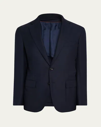 Loro Piana Men's New Order Sport Coat With Zipped Bib In Blue