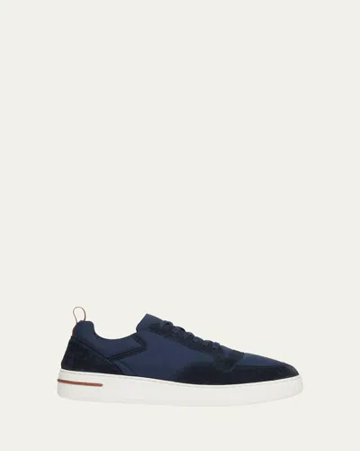 Loro Piana Men's Weekend Walk Performance Mesh Sneakers In Charcoal Blue