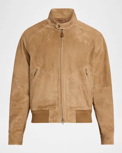 Loro Piana Men's Novak Suede Bomber Jacket In Brown