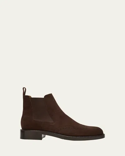 Loro Piana Men's Oliver Walk Suede Chelsea Boots In Brown