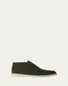 Loro Piana Men's Open Walk Suede Chukka Boots In Ireland Green