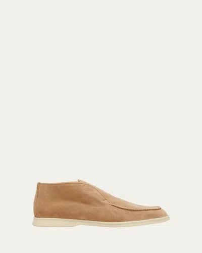 Loro Piana Men's Open Walk Suede Chukka Boots In Light Woodsmoke