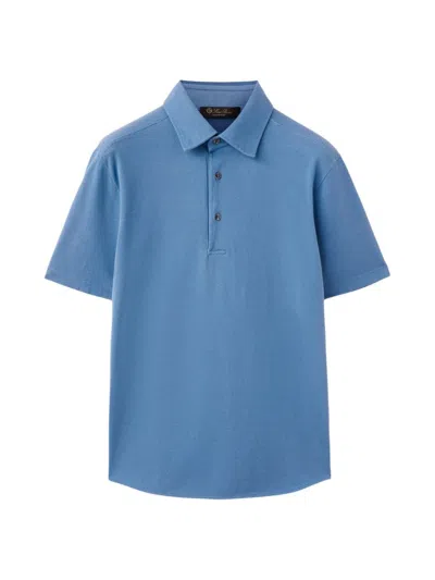 Loro Piana Men's Piqué Dyed Polo Shirt In Soap Azure
