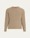 Loro Piana Men's Plane Tree Baby Cashmere Cable Crewneck Sweater In Brown