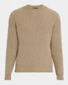 Loro Piana Men's Plane Tree Baby Cashmere Cable Crewneck Sweater In Nude