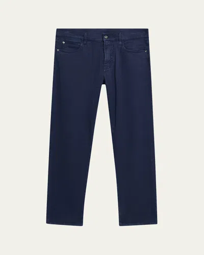 Loro Piana Men's Quarona Linen And Cotton Stretch Five-pocket Pants In Wi37 Deep Down Ocean