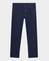 Loro Piana Men's Quarona Linen And Cotton Stretch Five-pocket Pants In Wi37 Deep Down Ocean