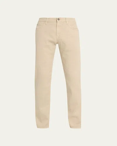 Loro Piana Men's Quarona Linen-cotton 5-pocket Pants In Dusty Rain