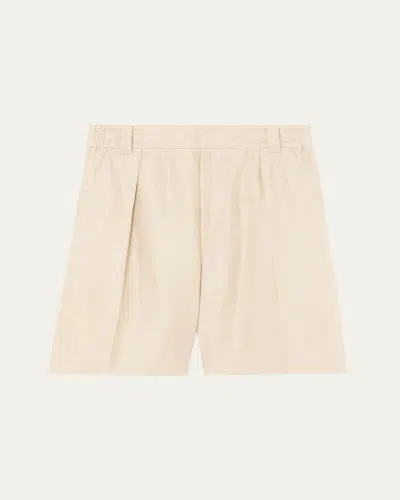 Loro Piana Men's Reinga Linen Pleated Bermuda Shorts In Nude