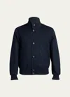 Loro Piana Men's Reversible Quilted Cashmere Bomber Jacket In W000 Blue Navy