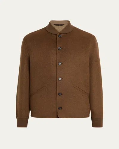Loro Piana Men's Rik Water-repellent Cashmere Blouson In Brown