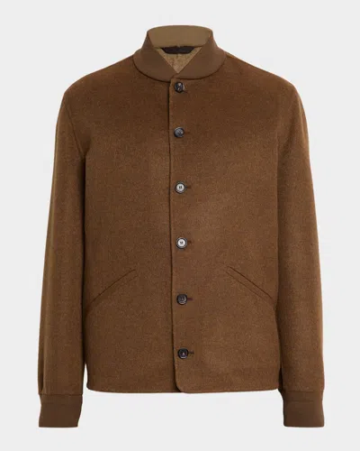 Loro Piana Men's Rik Water-repellent Cashmere Blouson In Brown