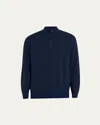Loro Piana Men's Roadster 1/4-zip Cashmere Sweater In Green Stone