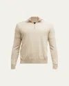 Loro Piana Men's Roadster 1/4-zip Cashmere Sweater In Natural Melange/nougat