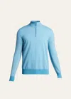 Loro Piana Men's Roadster 1/4-zip Cashmere Sweater In Sea Water